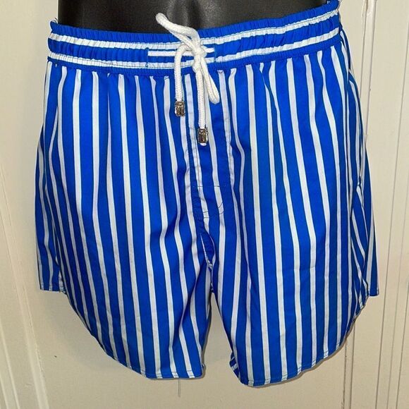 ChArmkpR blue & white striped swim trunks - Picture 1 of 8